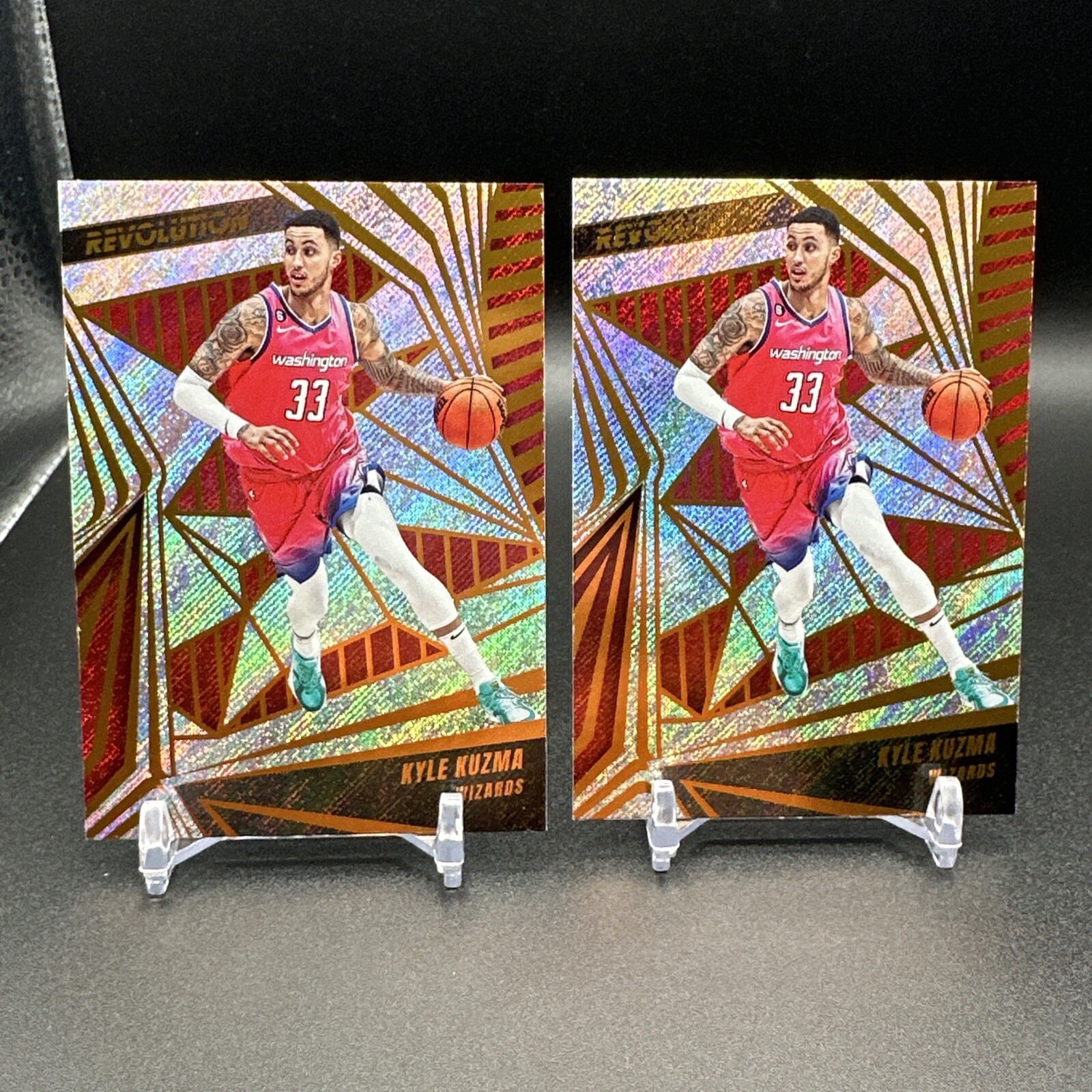 2023-24 Panini Revolution #14 Kyle Kuzma, Washington Wizards Lot Of 2 Cards