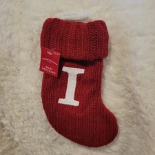 Wondershop Red Knit Monogram I Mini Stocking New