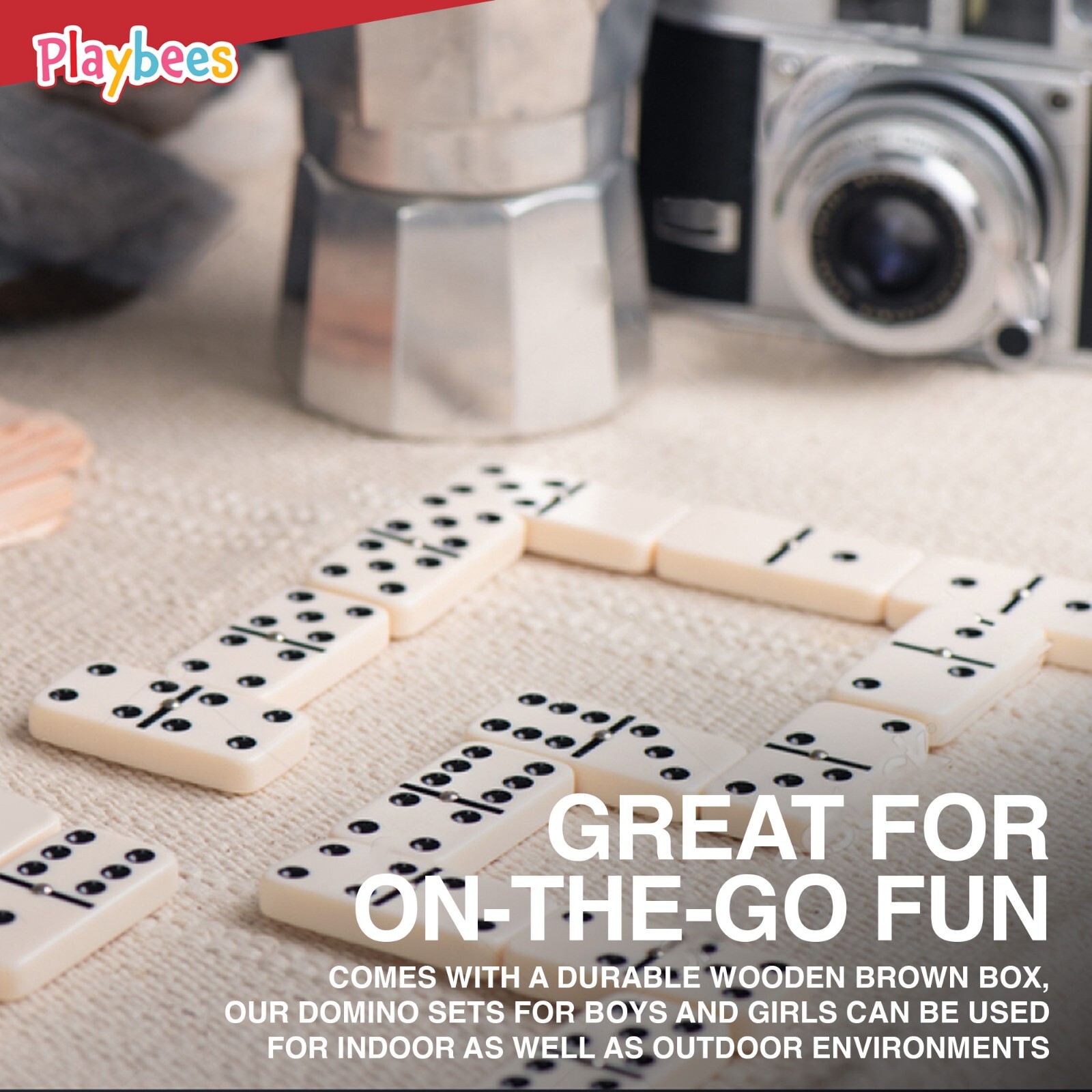 Premium Double Six Dominoes Set - 28 Classic Tiles in Faux Leather Case