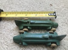 2 Arcade Cast Iron Bullet Race Car Green Blue 4 Long 1930's Very Rare