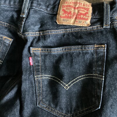Levi's 501 Jeans 32x34** Button Fly Straight Leg 100% Cotton Black