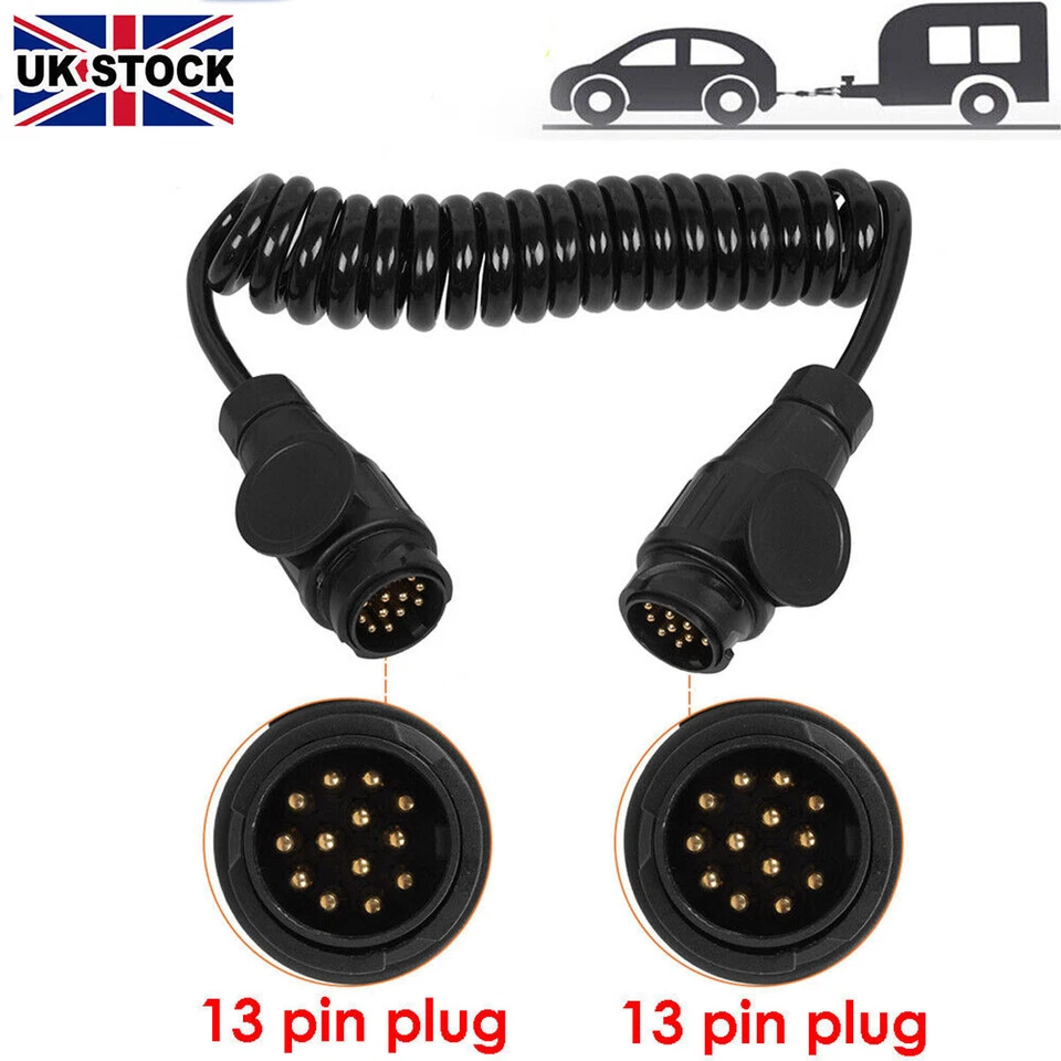 Trailer Light Electrics Extension Cable Lead Male to Male 13 Pin Plugs Wire 3m - Image 3 of 4