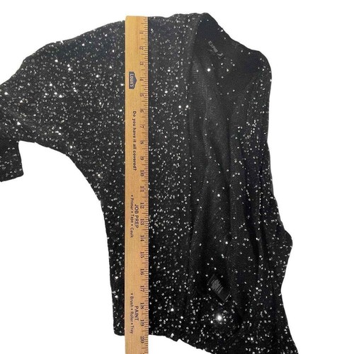 Express Sequin Black Silver Open Front Sweater Cardigan Jacket Size XS NWOT - Picture 6 of 10