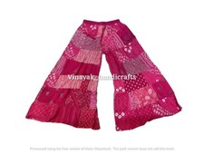 Indian Vintage Rayon Patchwork Wide Leg Hippie Boho Gypsy Palazzo Pants Trouser