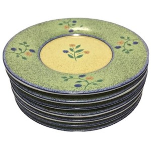 7 Sango Petite Fleur 49 Saucer Dessert Plates Green Yellow Flowers Ebay