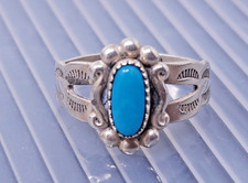 Vintage Sterling Silver Turquoise Native American Navajo band Ring size 4