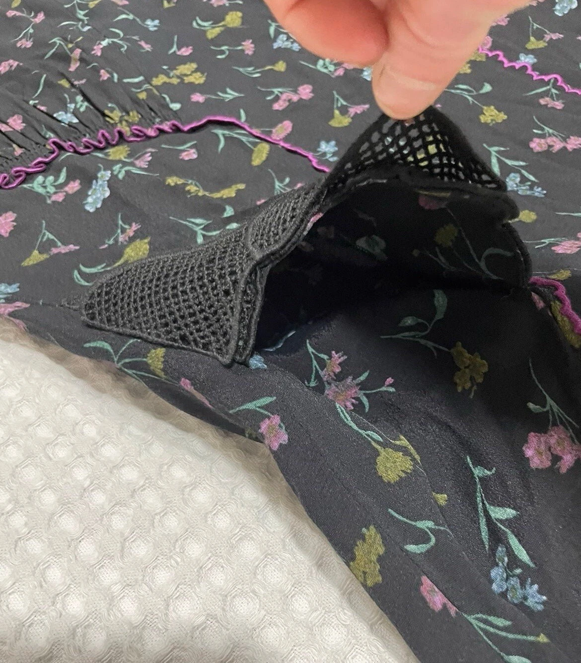 Autentico abito midi Coach 1941 passerella stampa fiori selvatici fiocco viscosa US 0 nuovo con etichette