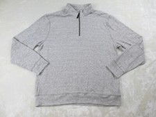 Greg Norman Sweater Mens Large Brown Knit Pullover 1/4 Zip Shark Cotton Casual