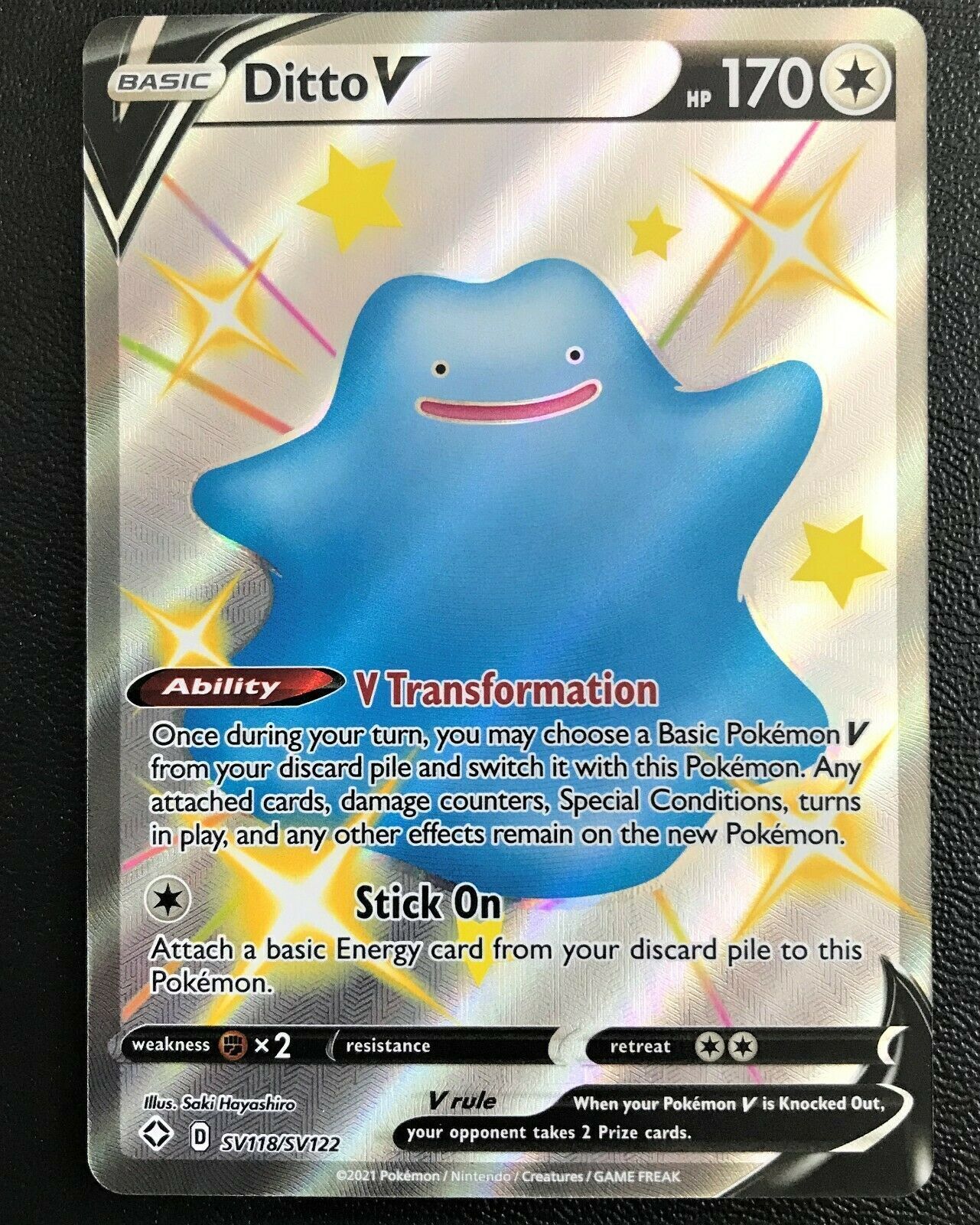 Pokemon Card Shiny Ditto V SV118/SV122 Ultra Rare Shining Fates