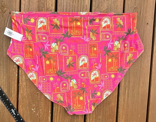 Old Navy Womens Bikini Bathing Suit Swim Bottom Size 3X Pink Tropical Swim New - Picture 4 of 5