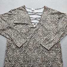 Bibi Women's XL Leopard Print Long Sleeve Top