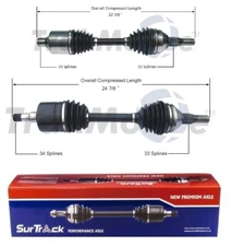 SurTrack Pair Set 2 Front CV Axle Shafts For Pontiac Chevy Buick V6 Std Asp FWD