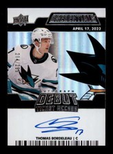THOMAS BORDELEAU 2022/23 UD CREDENTIALS DEBUT TICKET ACCESS AUTO RC #/299 BF5547