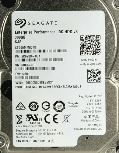 Seagate Exos 10E2400 300GB 10K RPM 12Gbps 2.5" SFF SAS Hard Drive ST300MM0048