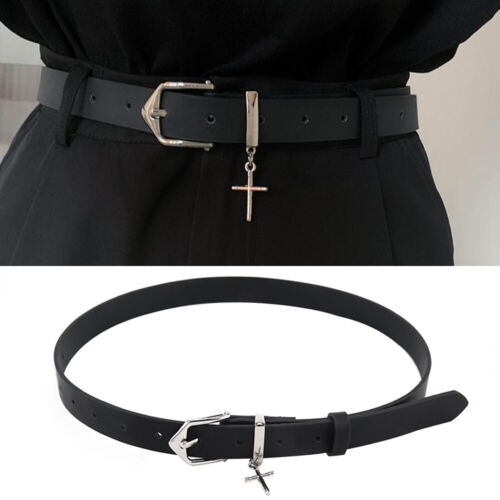 Unisex Jeans Decorative Waistbands Casual Black Waist Belts PU Leather Belt US ➳