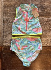 Mini Boden Girls 2 Piece Turquoise Swimsuit Sz 11-12