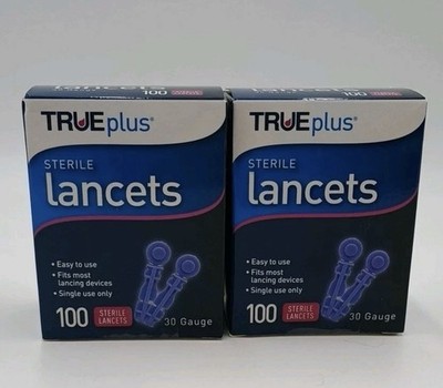 100 TRUEplus Universal Twist Top 30 Gauge Lancets - Lot Of 2 - 200 Lancets Total