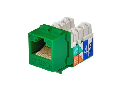 Cat6 Punch Down Keystone Jack - Green | 110 Type IDC, 90 Degree Connection