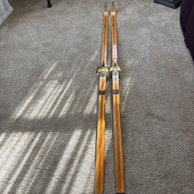 Vintage Eggen Wooden Cross Country Skis 78” Norway Lodge Cabin