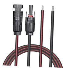 Solar Cable 30 Feet 2x12 AWG Twin Wire 30FT Connectors on single end 12AWG
