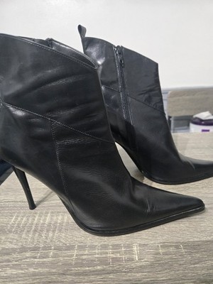 Vero Cuoio Black Pointed Toe Stiletto Ankle Boots Size 39