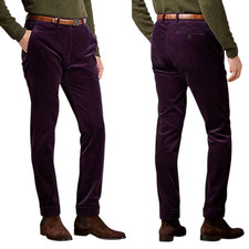 NWOT RALPH LAUREN Purple Label Men Eaton Trousers 36 Purple Corduroy Slim Fit