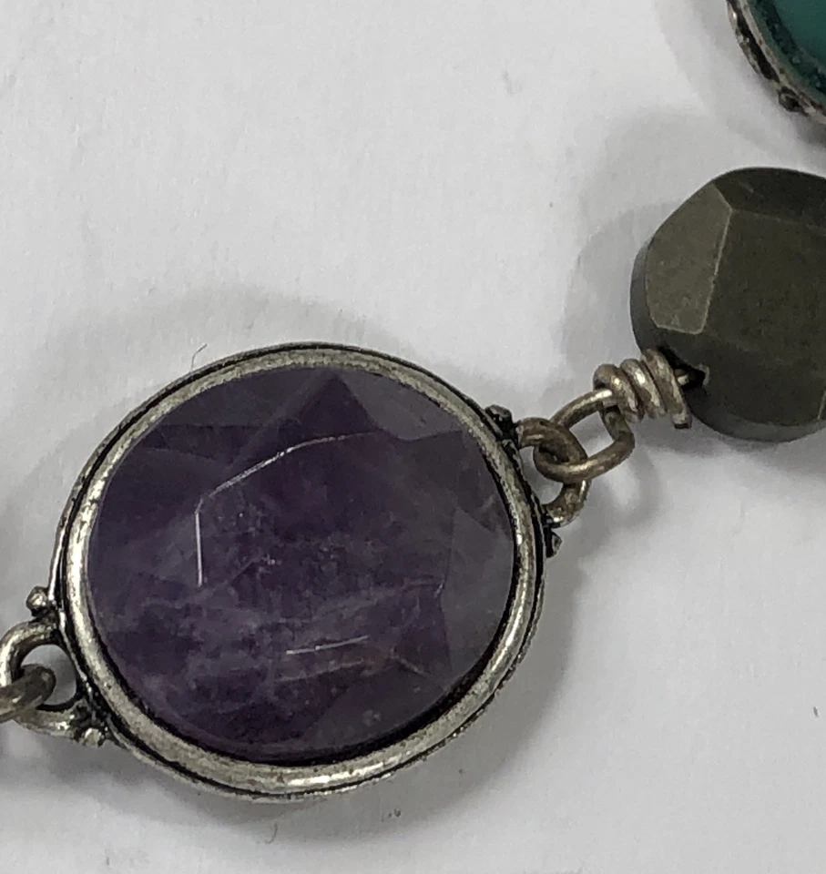 Pulsera Lucky Brand piedras preciosas semipreciosas amatista turquesa - 7 pulgadas de largo Foto 4 de 4