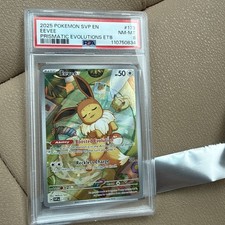 EEVEE 2025 POKEMON CENTER PRISMATIC EVOLUTIONS ETB STAR PROMO # 173 PSA 8 STAMP