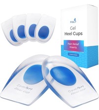 Heel Pain Relief Gel Heel Cups Inserts Size L Blue Gel Heel Cushion Inserts