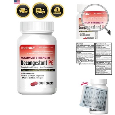 Decongestant PE Nasal Sinus Relief Tablets 300 Pack of 1