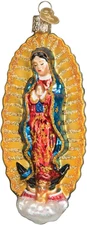 Our Lady of Guadalupe Glass Blown Ornament for Christmas Tree, Handcrafted Holid