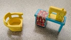 Vintage Fisher Price Little People Sewing Machine chair turquoise yellow sew