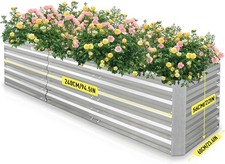 Jardineer Raised Beds for Garden with Galvanised Steel- 240x60x56cm Durable Met