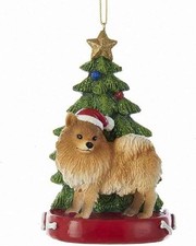 Kurt Adler Pomeranian Christmas Tree Lights Ornament for Personalization