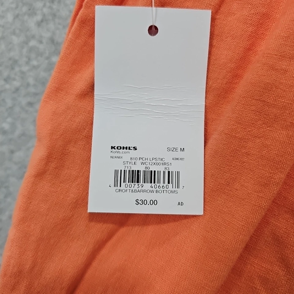 Bermudas rectas Croft And Barrow mezcla de lino tiro medio talla M melocotón Foto 3 de 4