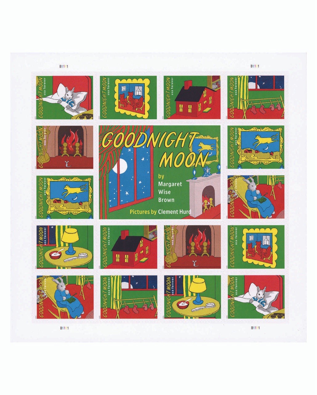 2025 USPS SHEET OF 16 FIRST CLASS LETTER STAMPS GOODNIGHT MOON 78¢