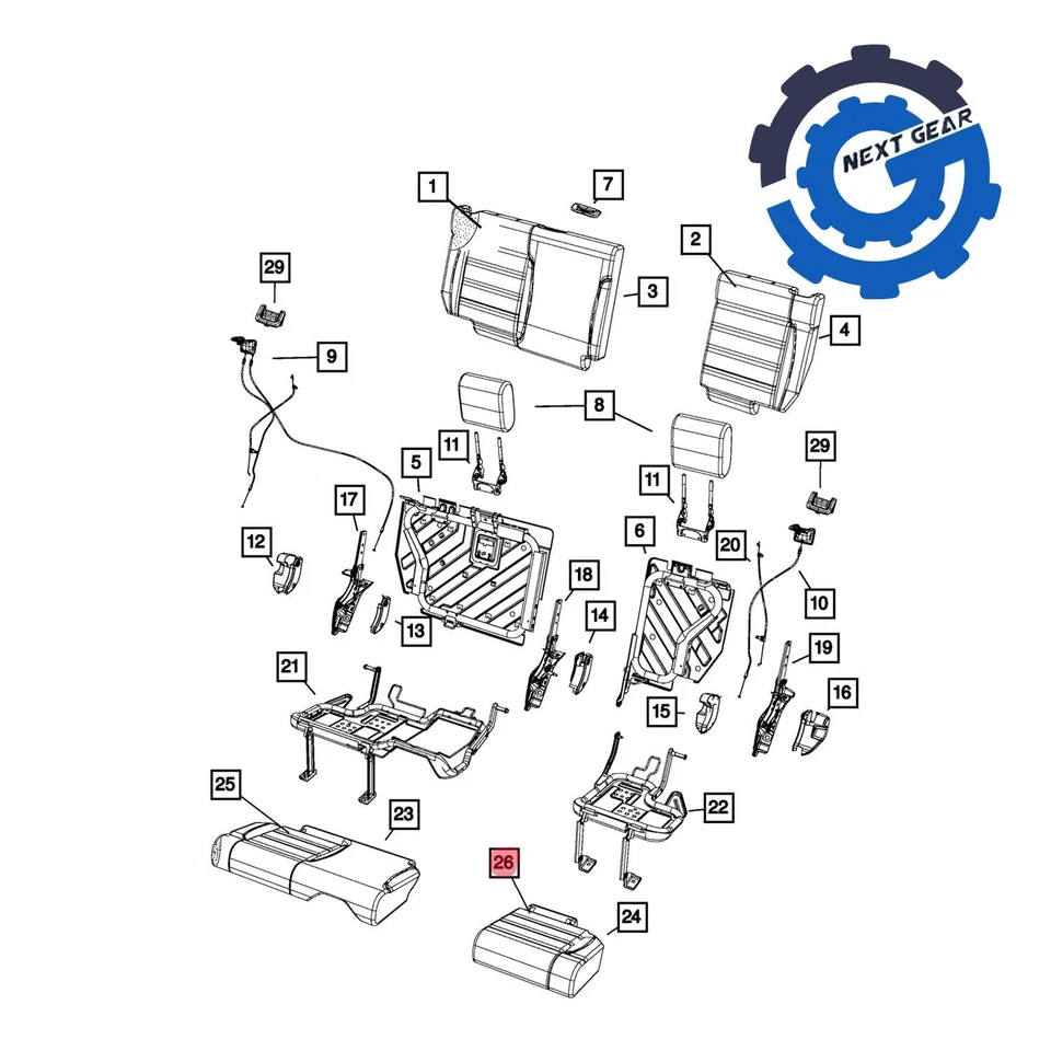 New OEM Mopar Rear Left Lower Seat Cushion for 2011 Jeep Wrangler 1XD34VT9AA - Image 4 of 4
