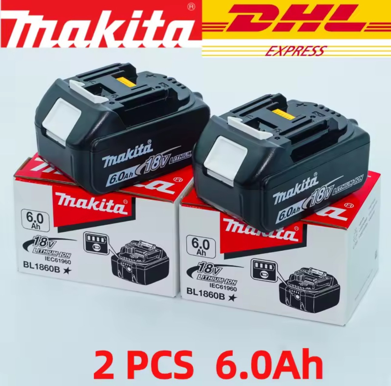 Batterie Makita BL1860B 18V Li-ion 6.0Ah pour outillage électroportatif