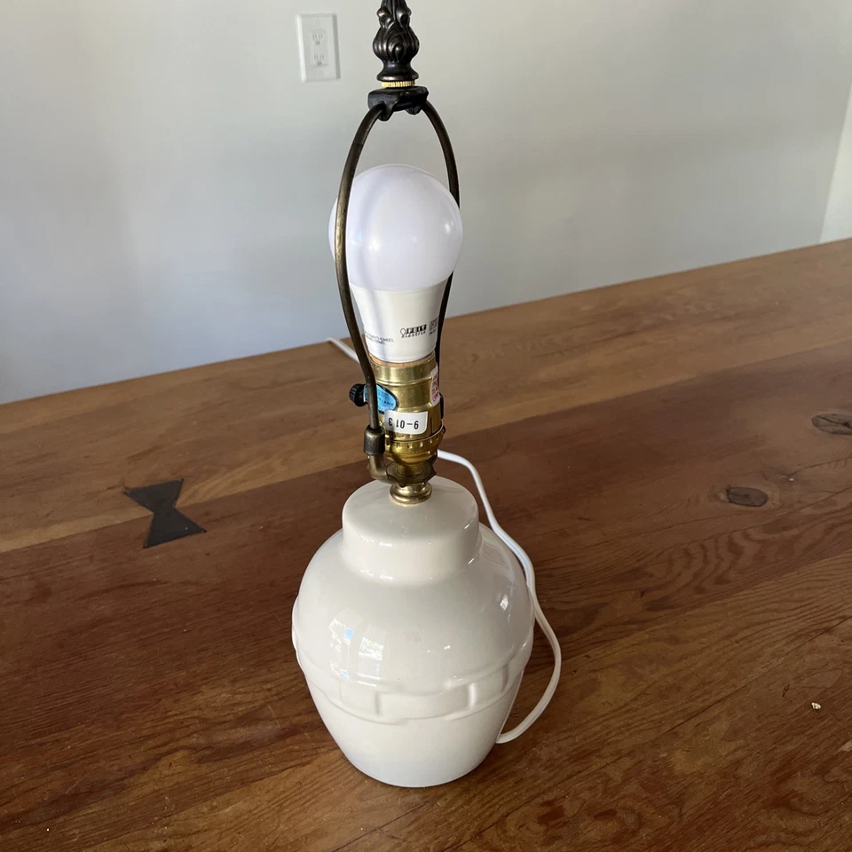 Lámpara vintage Longaberger cerámica tejida tradiciones herencia crema lisa Foto 3 de 4