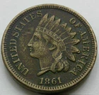 US 1861 Copper-Nickel Indian Head Cent  **