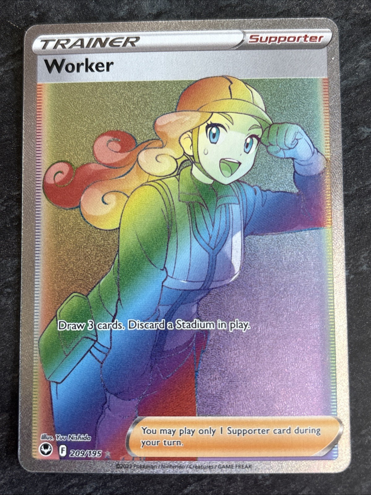 Worker 209/195 Silver Tempest Full Art Secret Rare Pokemon Card Near Mint