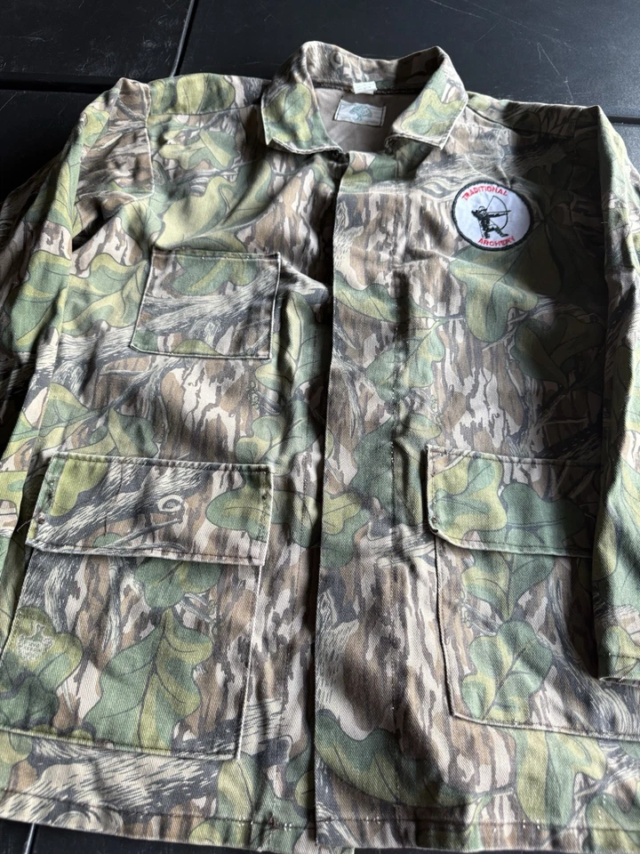 Chaqueta de Colección Roble Mossy Follaje Completo Tres Bolsillos Camuflada Caza Hombres Talla XL Hecha en EE. UU. Foto 2 de 4