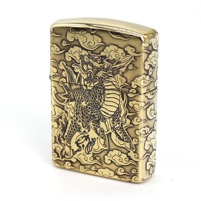 Zippo Feuerzeug 168 Armor Custom 3D Precise Rendering / Qilin on Clouds Neu i...
