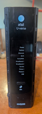 AT&T NVG599 U-verse ARRIS Wireless Modem Gateway Router w/ Power Adapter