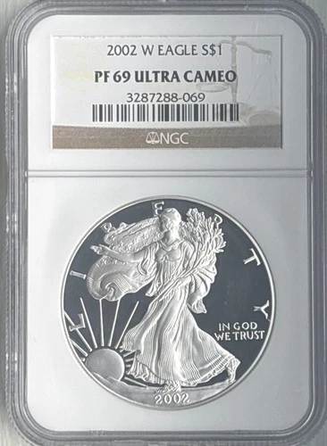 2002 W - Proof Silver American Eagle - NGC PF 69 Ultra Cameo