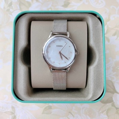 Fossil BQ3390 Laney Three-Hand Smoke Stainless Steel Women's Mesh Watch