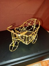 Tricycle décoratif en métal doré - Miniature artisanale