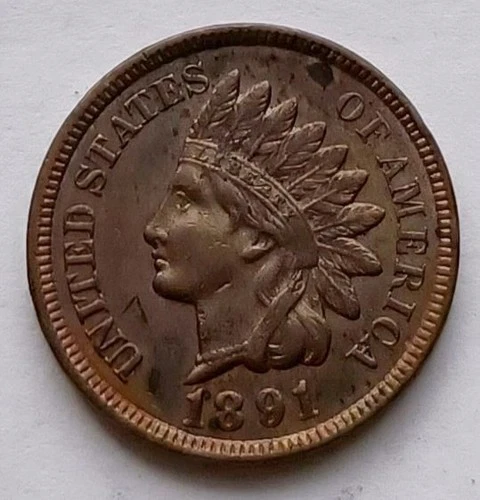 1891 Indian Head Cent - Ch AU, Better Grade 1C Penny