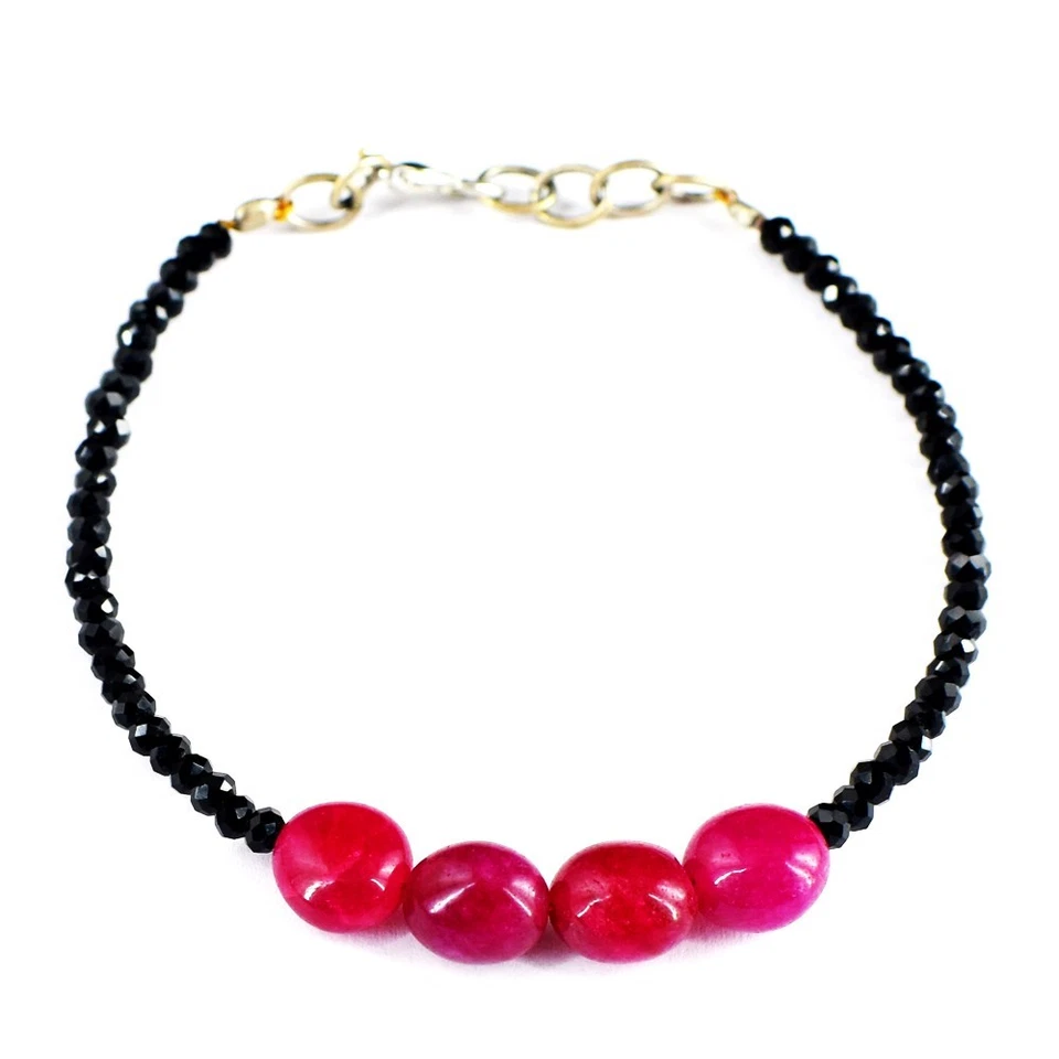 Dazzling Faceted Spinel & Ruby 34.00 Cts Beaded Beautiful Bracelet RK 44 E738 - Image 2 of 3