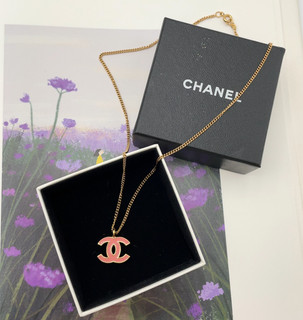 Auth Chanel Coco Mark pink Stamp: 01A Necklace W/Box IJE100148